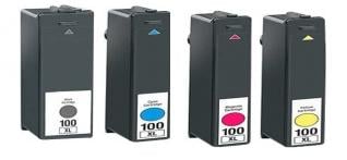 Compatible Set of Lexmark 100XL's -  Black/Cyan/Magenta/Yellow High Capacity Ink Cartridges  
